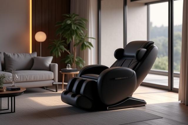 High-tech massage chair in a tranquil setting